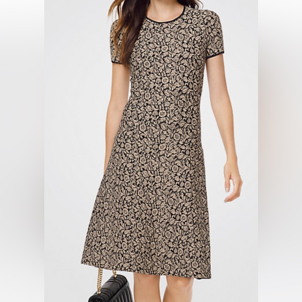 Michael Kors Metallic Botanical Jacquard Dress